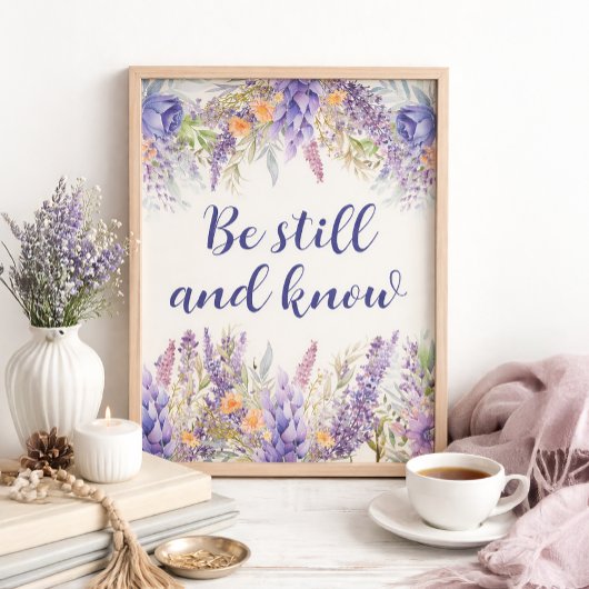Purple Floral Faith Christian Religious Home Decor Poster