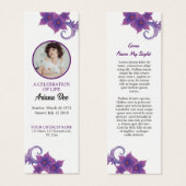 Purple Floral Funeral Bookmark Template (Vorne & Hinten)