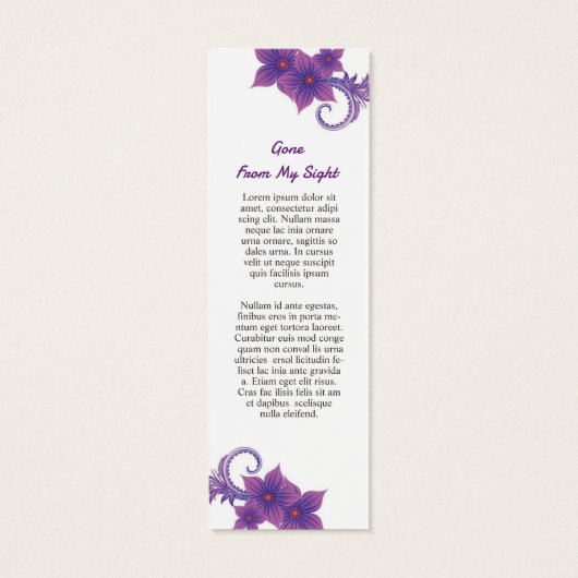 Purple Floral Funeral Bookmark Template (Rückseite)