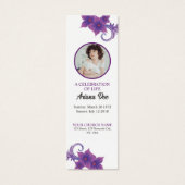 Purple Floral Funeral Bookmark Template (Vorderseite)