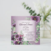 Purple Floral Geometric Greenery Rehearsal Dinner  Einladung (Stehend Vorderseite)