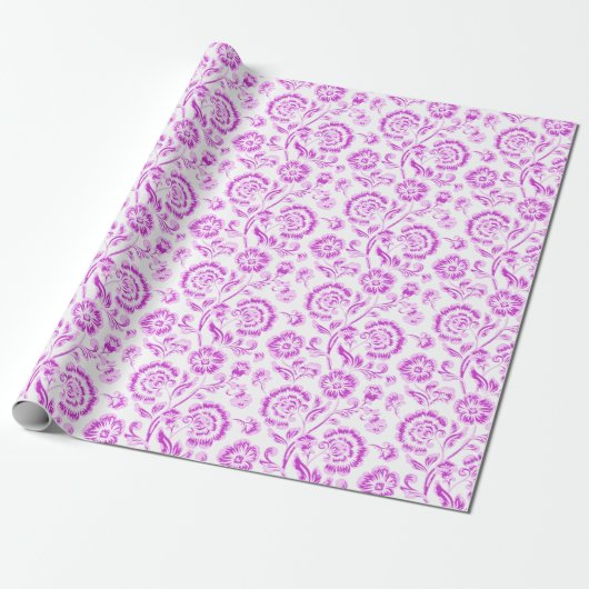 Purple Floral Geschenkpapier (Ungerollt)