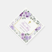 Purple Floral Girl First Holy Communion Serviette (Ecke)