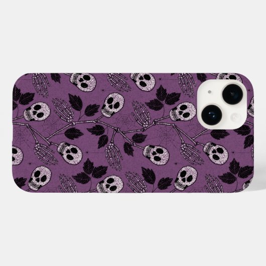 Purple Floral Gothic Skull Case-Mate iPhone Hülle (Rückseite (Horizontal))