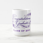 Purple Floral Graduation Script with Custom Year Kaffeetasse (Mittel)