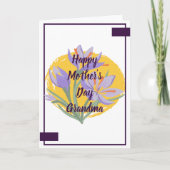 Purple Floral Happy Mother’s Day Grandma Greeting  Karte (Vorderseite)