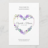 Purple Floral Heart for Wedding Sand Ceremony Programm (Vorderseite)