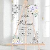 Purple Floral Lace Muslim Wedding Welcome Acrylschild