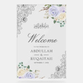 Purple Floral Lace Muslim Wedding Welcome Acrylschild (Vorderseite)