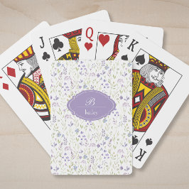 Purple Floral Monogram Classic Playing Cards Spielkarten