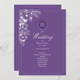 Purple Floral Monogram Wedding Program