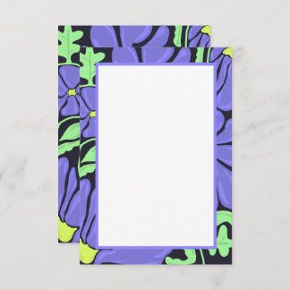 Purple Floral Motif Flat Thank You Card Dankeskarte