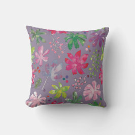 Purple Floral Pattern Pillow – Pink & Green Garden Kissen