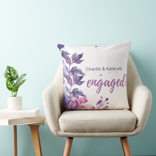 Purple Floral Personalized Engagement Throw Pillow Kissen (Stuhl )