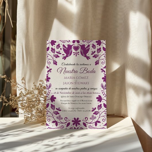 Purple Floral Romantic Aesthetic Spanish Wedding Einladung