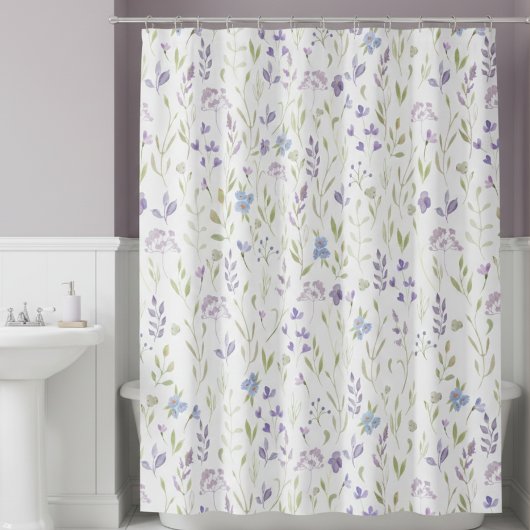 Purple Floral Shower Curtain Duschvorhang