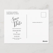 Purple Floral Silver Geo Frame Black Save the Date Postkarte (Rückseite)