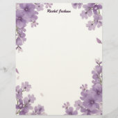 Purple Floral Stationery Paper Briefbogen (Vorderseite)