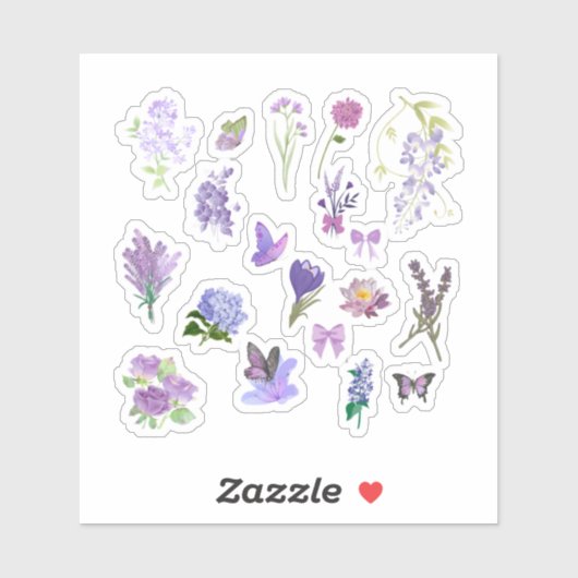 Purple Floral Sticker Pack (Blatt)