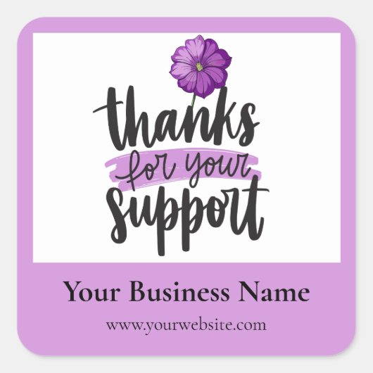 Purple Floral Thank you business packaging sticker (Vorderseite)