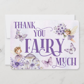 Purple Floral Thank You Fairy Much Dankeskarte