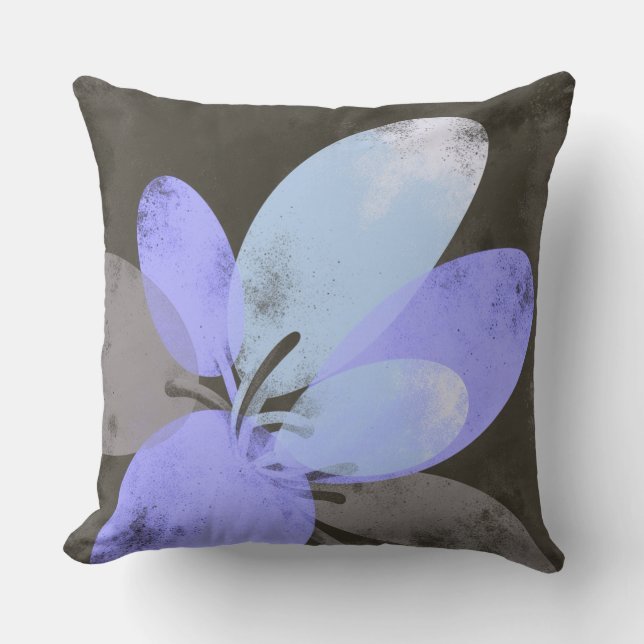 Purple Floral Throw Pillow – Modern Minimal Flower Kissen (Vorderseite)