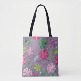 Purple Floral Tote Bag – Pink & Green Botanical  Tasche