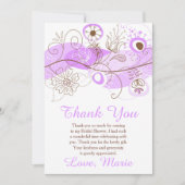 Purple Floral Twist Bridal Shower Dankeskarte (Vorderseite)