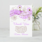 Purple Floral Twist Bridal Shower Dankeskarte (Stehend Vorderseite)