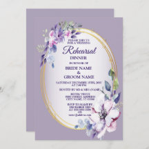 Purple Floral Watercolor Golden Rehearsal Dinner