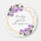 Purple Floral Wed Elegant Gold Glitter Geometric Magnet (Vorne)