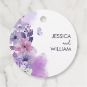 Purple Floral Wedding Favor Tag Geschenkanhänger (Rückseite)