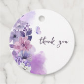 Purple Floral Wedding Favor Tag Geschenkanhänger (Vorderseite)