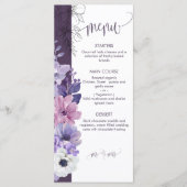 Purple Floral Wedding Menu Card Menükarte (Vorderseite)