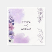 Purple Floral Wedding Napkins Serviette (Vorderseite)