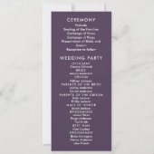 Purple Floral Wedding Program Card (Rückseite)