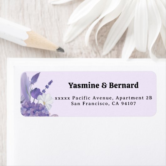 Purple Floral Wedding Return Address (Insitu)