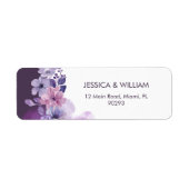 Purple Floral Wedding Return Address Label (Vorne)