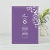 Purple Floral Wedding Seating Chart (Stehend Vorderseite)