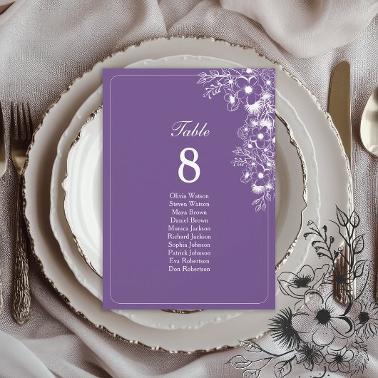 Purple Floral Wedding Seating Chart