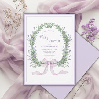 Purple Floral Whimsical Vintage Baby Shower Einladung