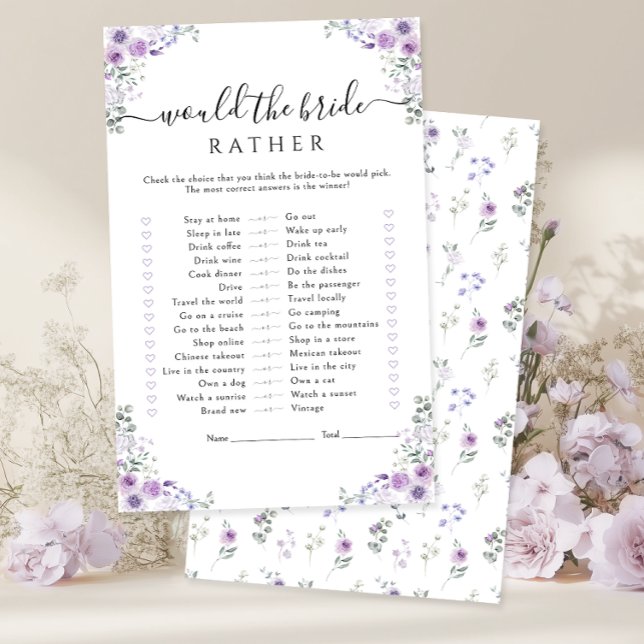 Purple Floral Would the bride rather Game (Von Creator hochgeladen)