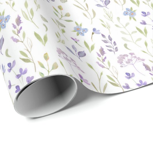 Purple Floral Wrapping Paper Geschenkpapier (Rolleneckpunkt)