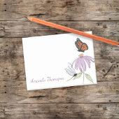 Purple Flower Butterfly and Dragonfly Custom Post-it Klebezettel