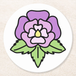 Purple Flower Coaster Runder Pappuntersetzer