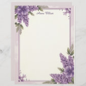 Purple Flower Corners Stationery Paper Briefbogen (Vorne/Hinten)