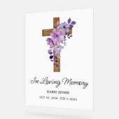Purple flower cross Memorial Funeral Acrylschild (Winkel)