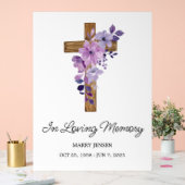 Purple flower cross Memorial Funeral Acrylschild (Hochzeit)
