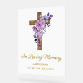 Purple flower cross Memorial Funeral Acrylschild (Winkel)