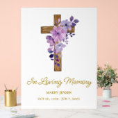 Purple flower cross Memorial Funeral Acrylschild (Hochzeit)